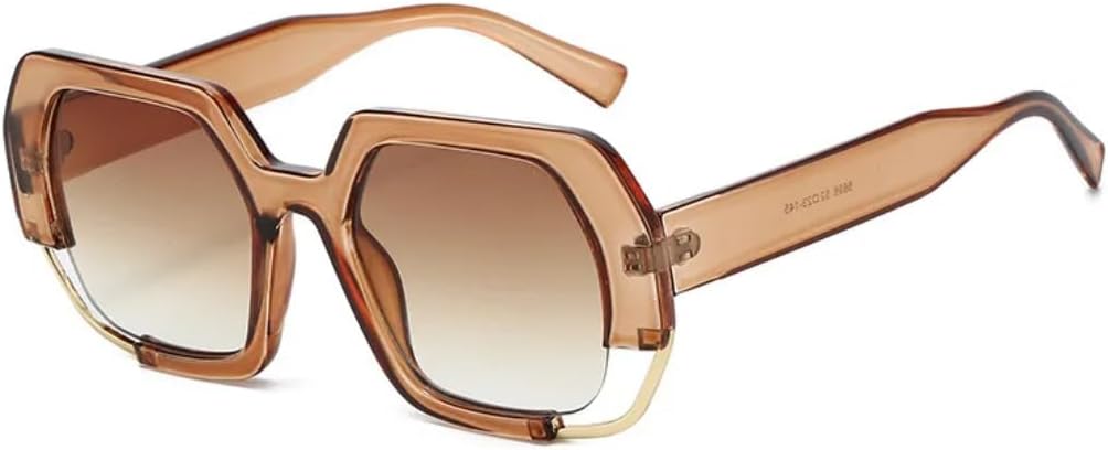 

Солнцезащитные очки для мужчин и женщин - защита UV400 - овальная форма с градиентным леопардовым принтом, для занятий спортом на открытом воздухе и вождения DSVIGF, Brown Tea