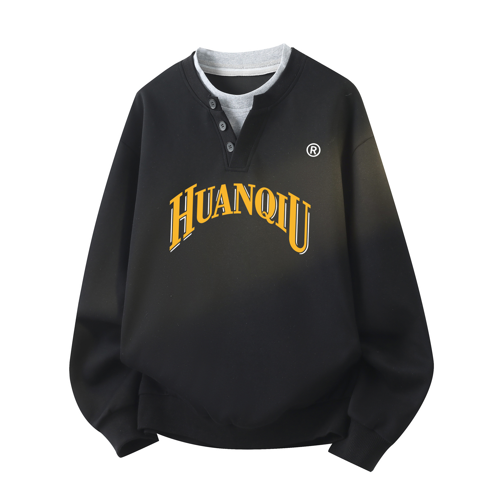 

Свитшот Unisex Crew Neck Moderate Mock Two Piece HUANQIU, черный