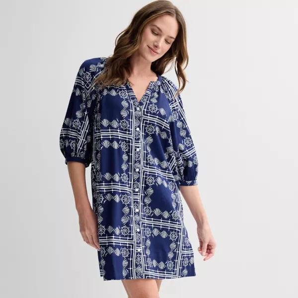 

Женское платье-рубашка на пуговицах Sonoma Goods For Life, цвет blue nautical print