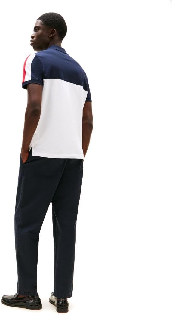 Мужские поло Tommy Hilfiger с коротким рукавом, классического кроя, с эластичными вставками и цветными блоками, White — фото 4