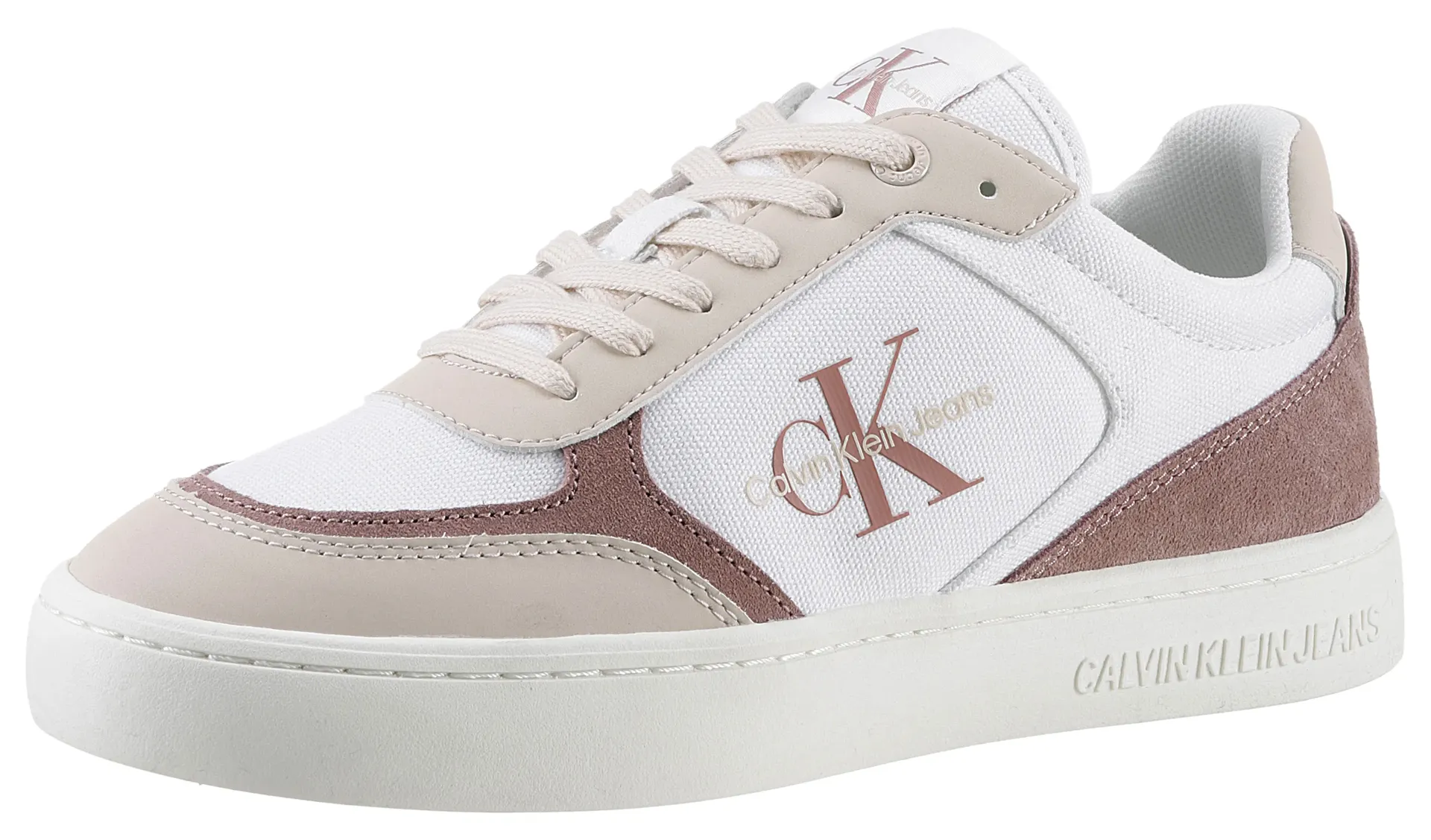 

Кроссовки Calvin Klein Jeans "CLASSIC CUPSOLE LOW MIX ML BTW", с контрастными деталями, повседневная обувь, полуботинки, туфли на шнуровке, розовый