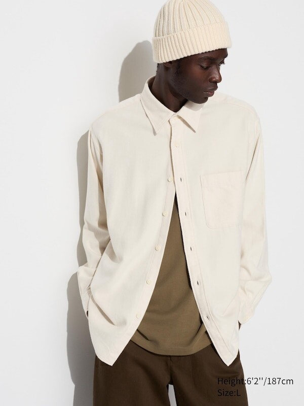 

Фланелевая рубашка обычный воротник Uniqlo, белый