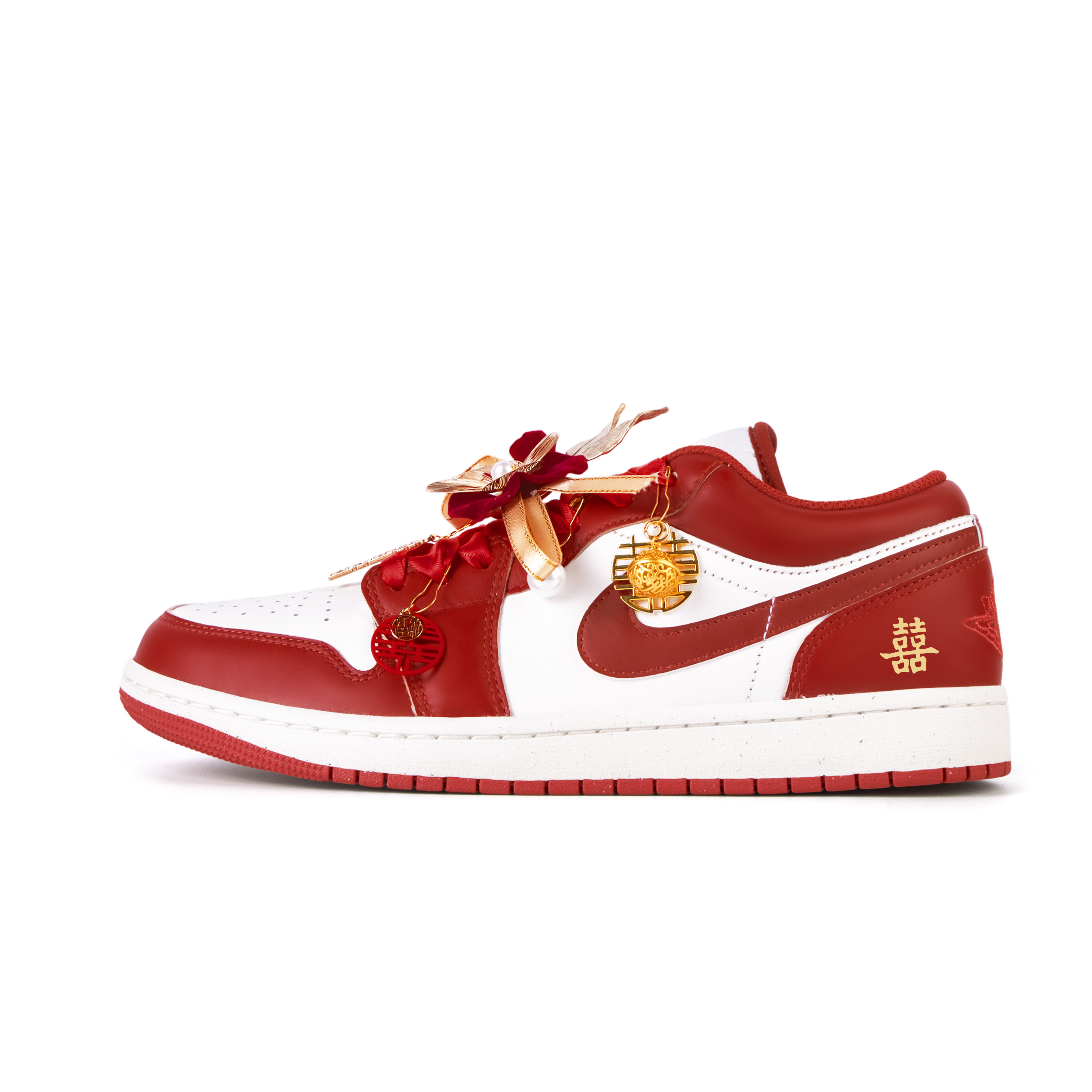 

Jordan Баскетбольные кроссовки Air 1 Perfect Match с низким верхом, износостойкие, противоскользящие, мужские, белые, красные