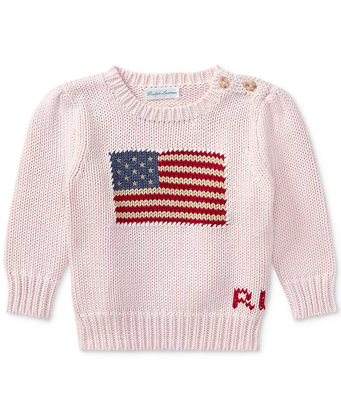 

Свитер для девочек с флагом Polo Ralph Lauren, розовый