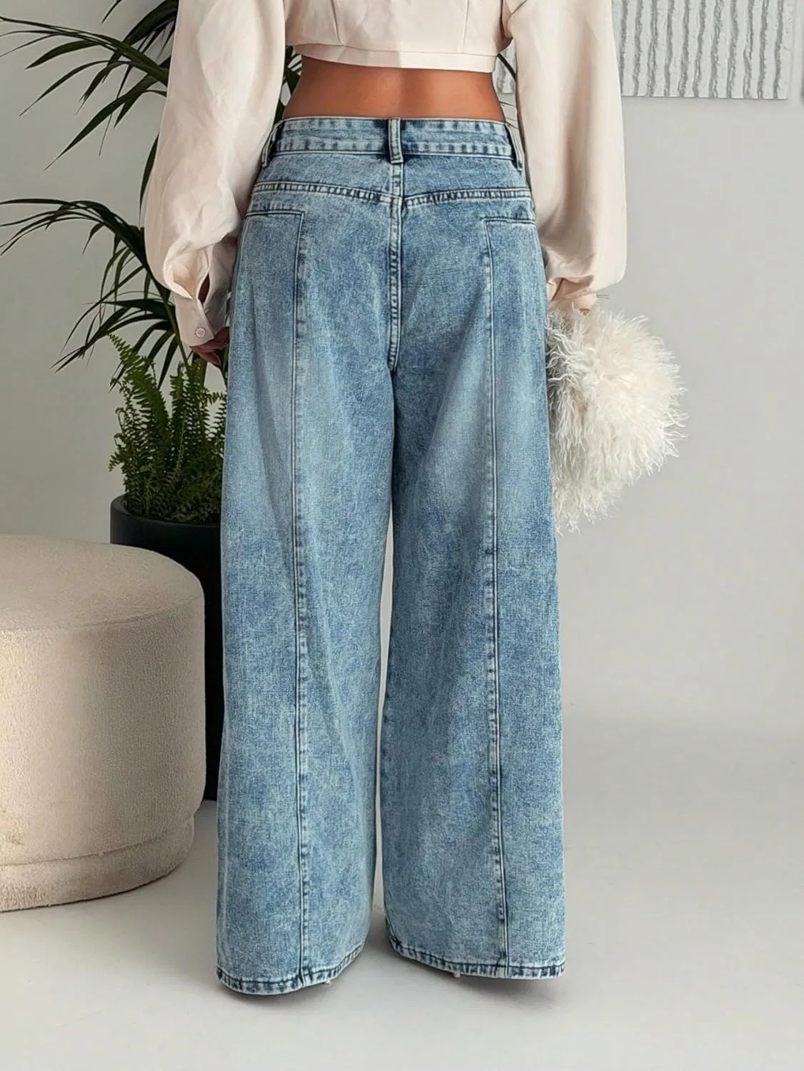 Джинсы свободные, Baggy Jeans Women, Medium Wash — фото 3