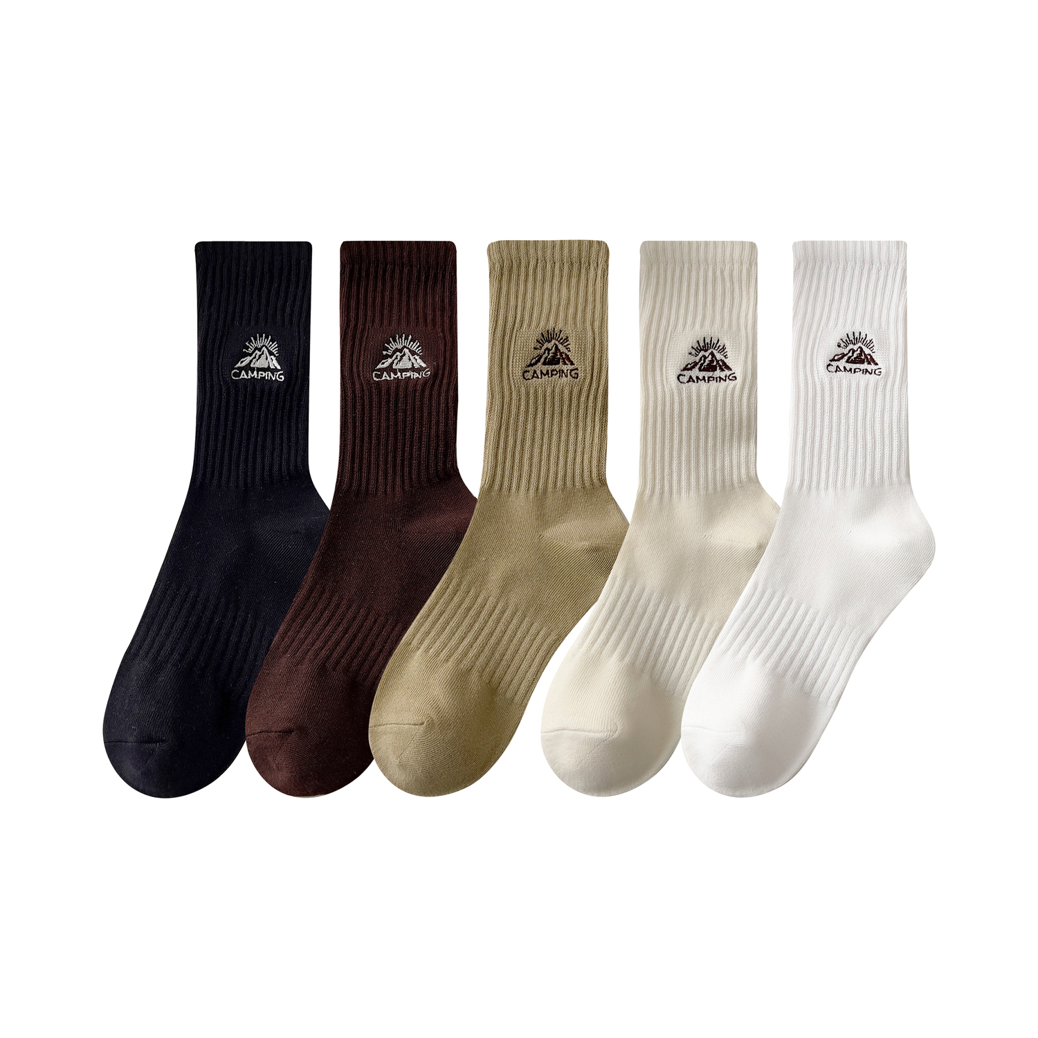 

Носки Crew, мужские, набор из 5 пар COTTON CHEESE, черный/хаки/белый