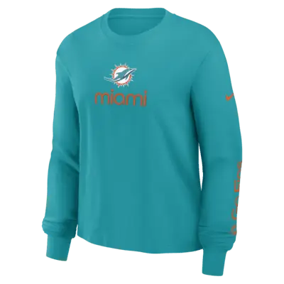 

Лонгслив Nike Miami Dolphins Boxy, цвет Aqua