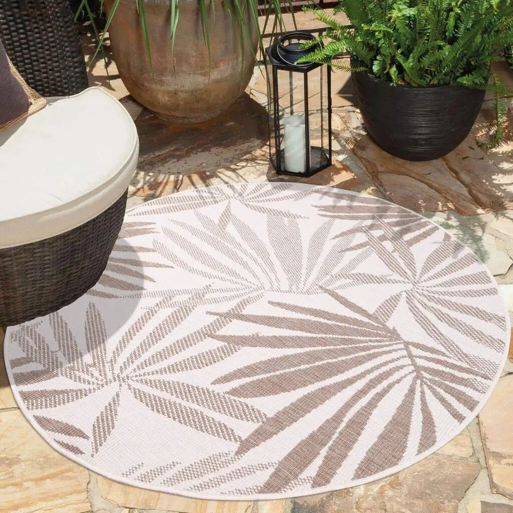 

Ковер Carpet City для улицы "DUO RUG 5771", круглый, двусторонний ковер, устойчивый к атмосферным воздействиям внутри и снаружи, на балконе, террасе, в гостиной Ø 120 см, цвет Creme