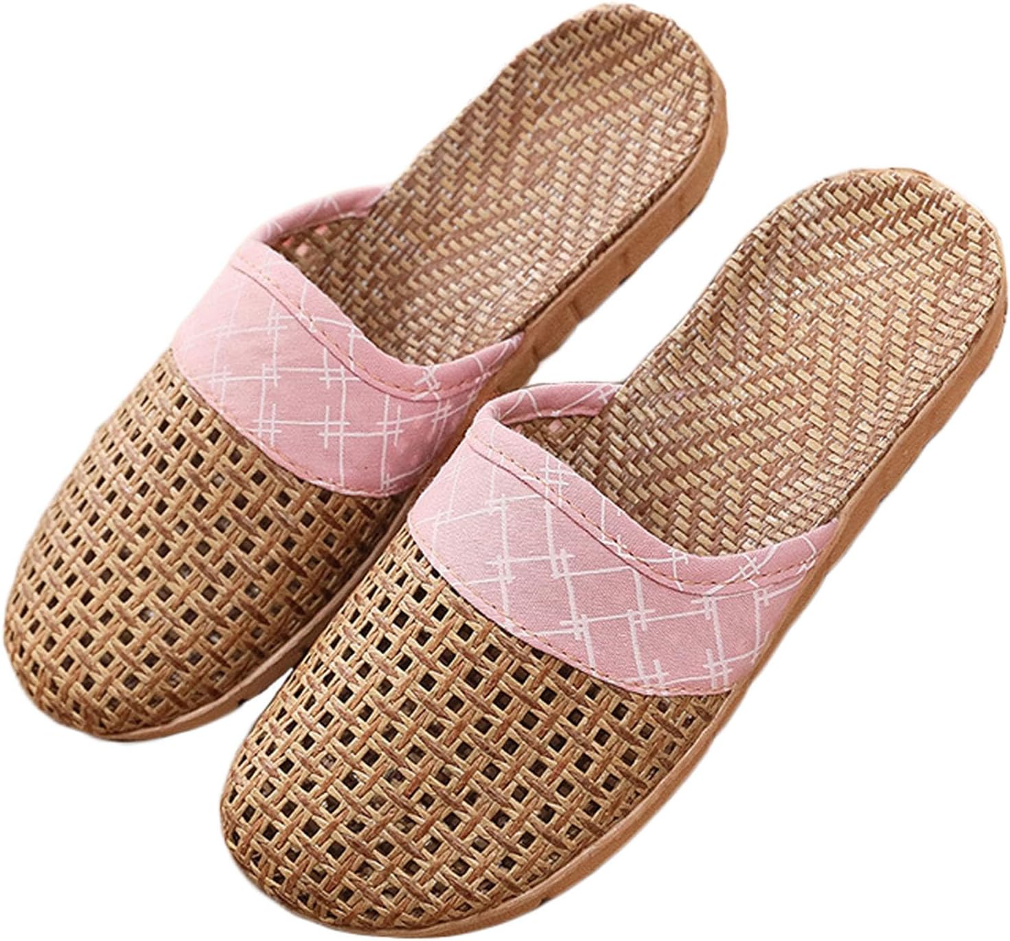 

Унисекс тапочки JadeRich из плетеной ротанговой травы, летние удобные легкие шлепанцы из льняной соломы, домашние слайд-сандалии, розовый