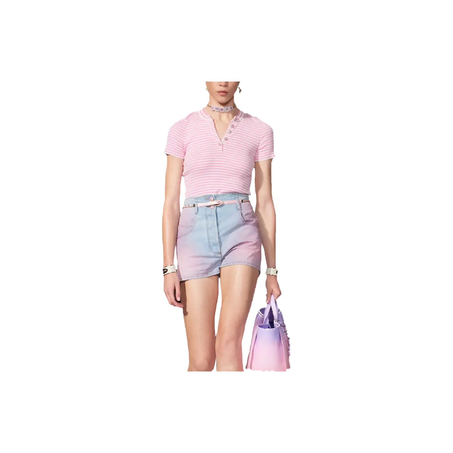 Джинсовые шорты SS24 женские CHANEL, розовый