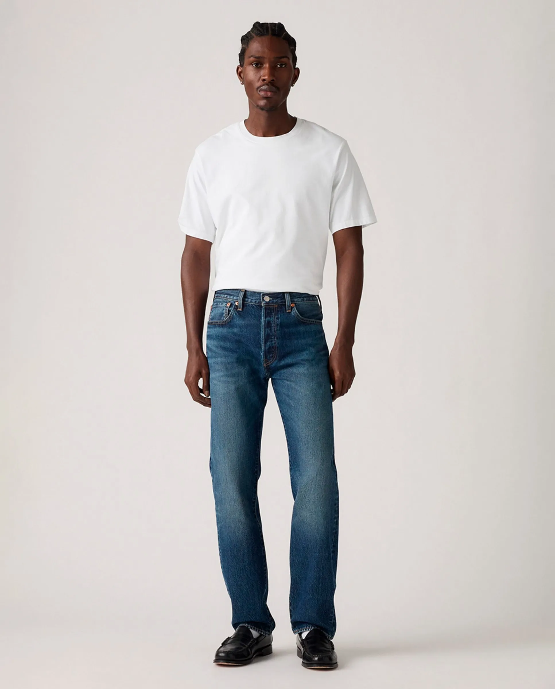

Мужские джинсы 501 Original прямые из хлопка Levi'S, темно-синий