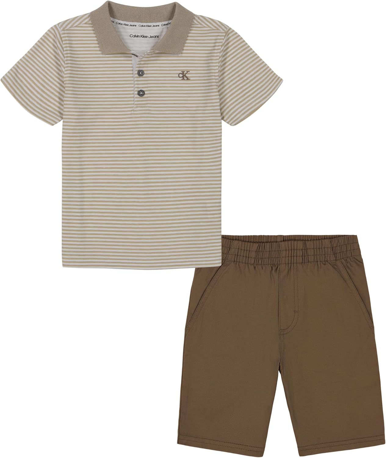 

Комплект из двух трикотажных шорт Calvin Klein для девочек, Brown Stripe / White