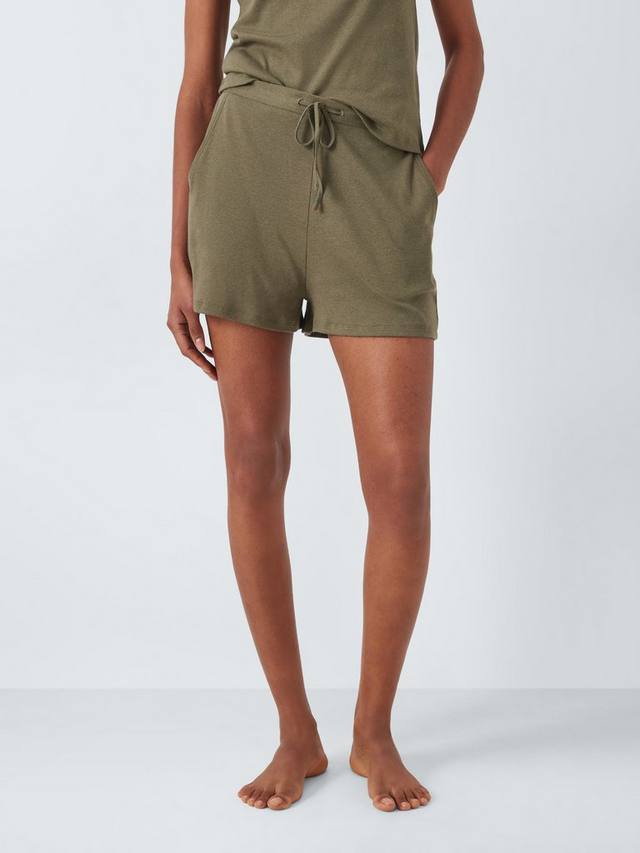 

Рифленые шорты-пижама из смесовой модала John Lewis, Khaki