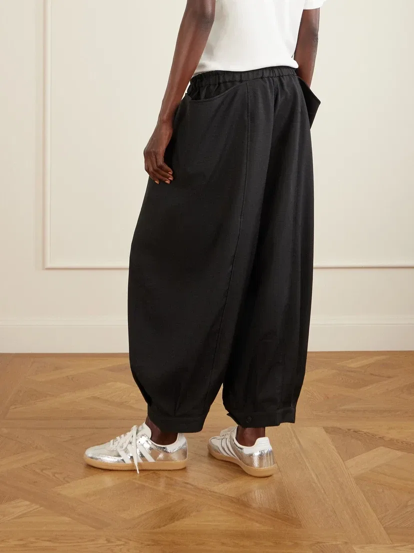 Укороченные широкие брюки из переработанного джерси С Y-3 adidas Originals, черный — фото 4