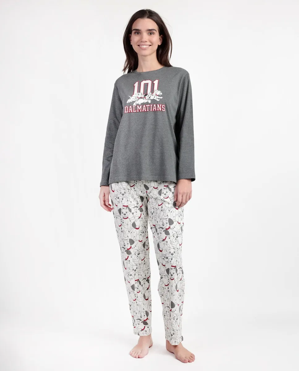 

Длинная женская пижама из хлопкового трикотажа серого цвета Disney
