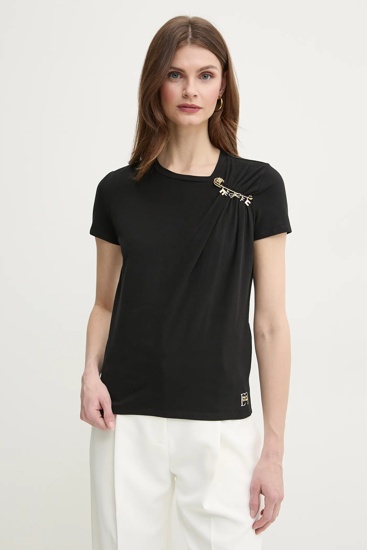 

Хлопковая футболка Elisabetta Franchi, черный