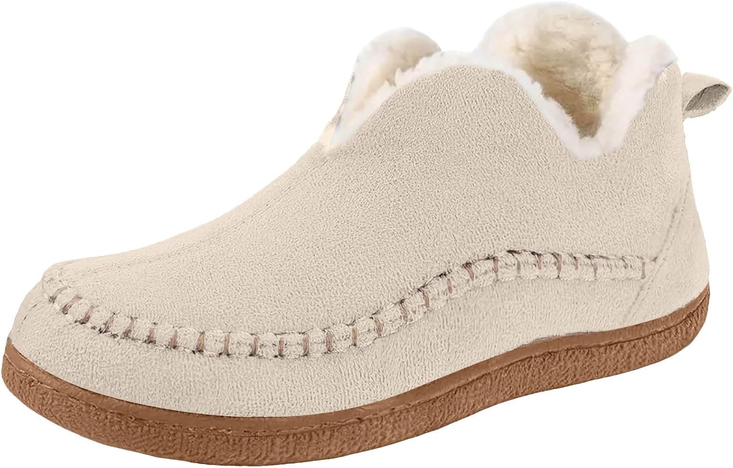 

Женские ботильоны-тапочки Kubbon из замши и кожи, с высоким комфортным каблуком, нескользящие, с искусственным мехом, удобные для дома и улицы, без застежек, бежевый