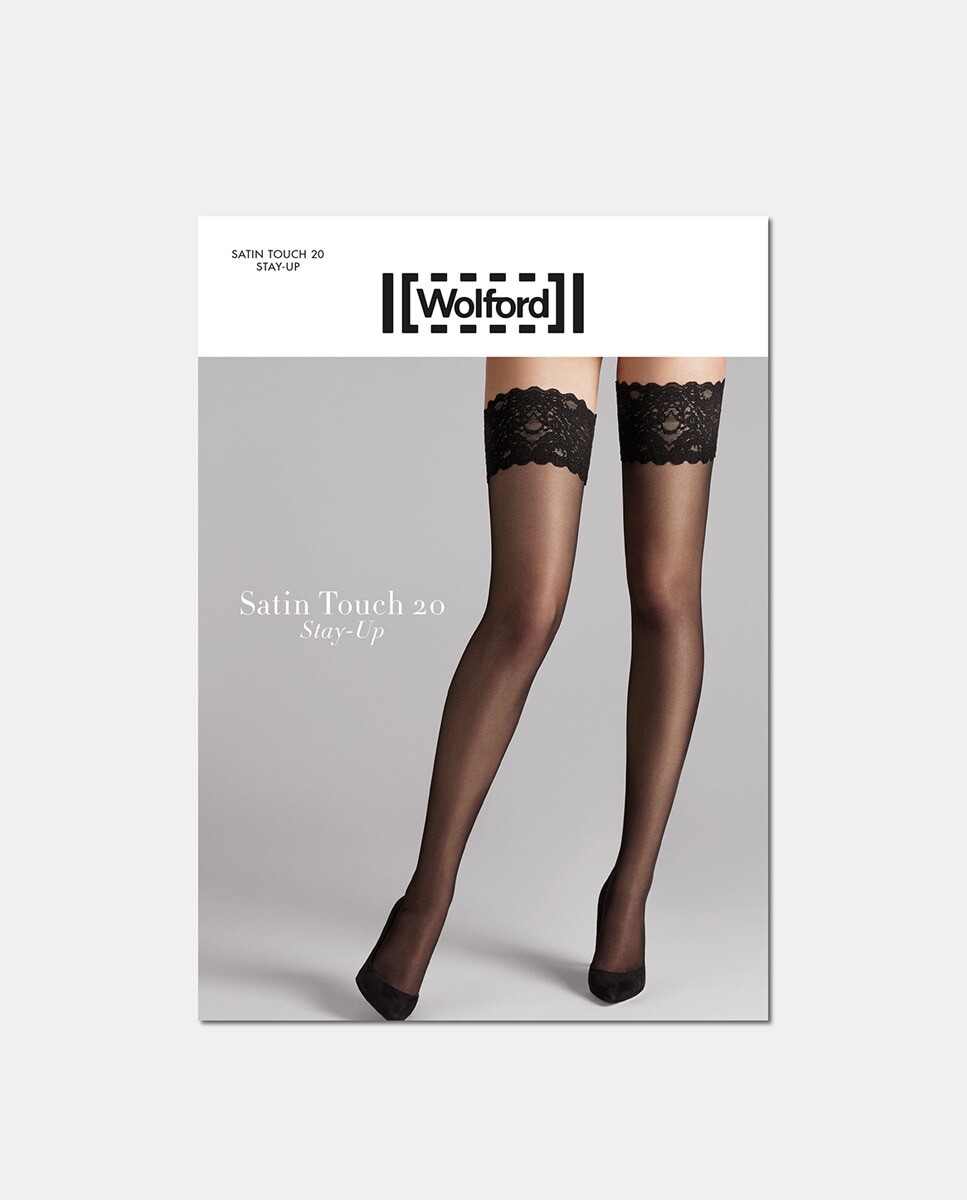 

Чулки Wolford плотностью 20 ден с эластичным кружевом Wolford, черный