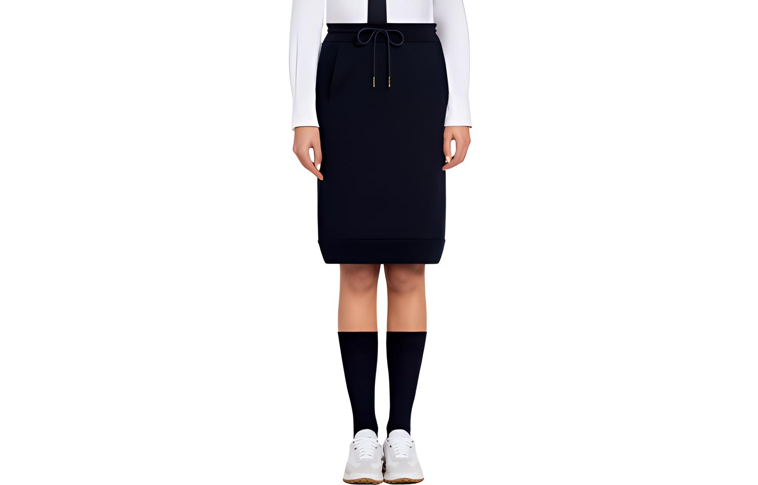 

Юбка из хлопка с петлями на спине в тон с 4 планками THOM BROWNE, черный