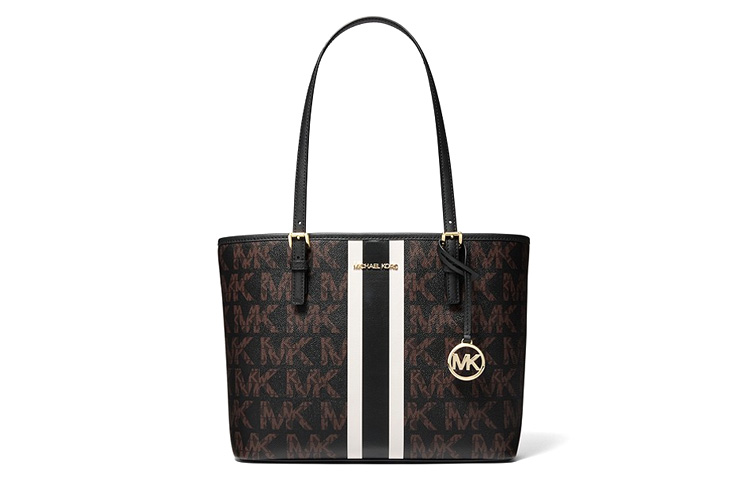 

Сумка-шоппер Jet Set Travel из кожи среднего размера на плечо женская черная MICHAEL KORS