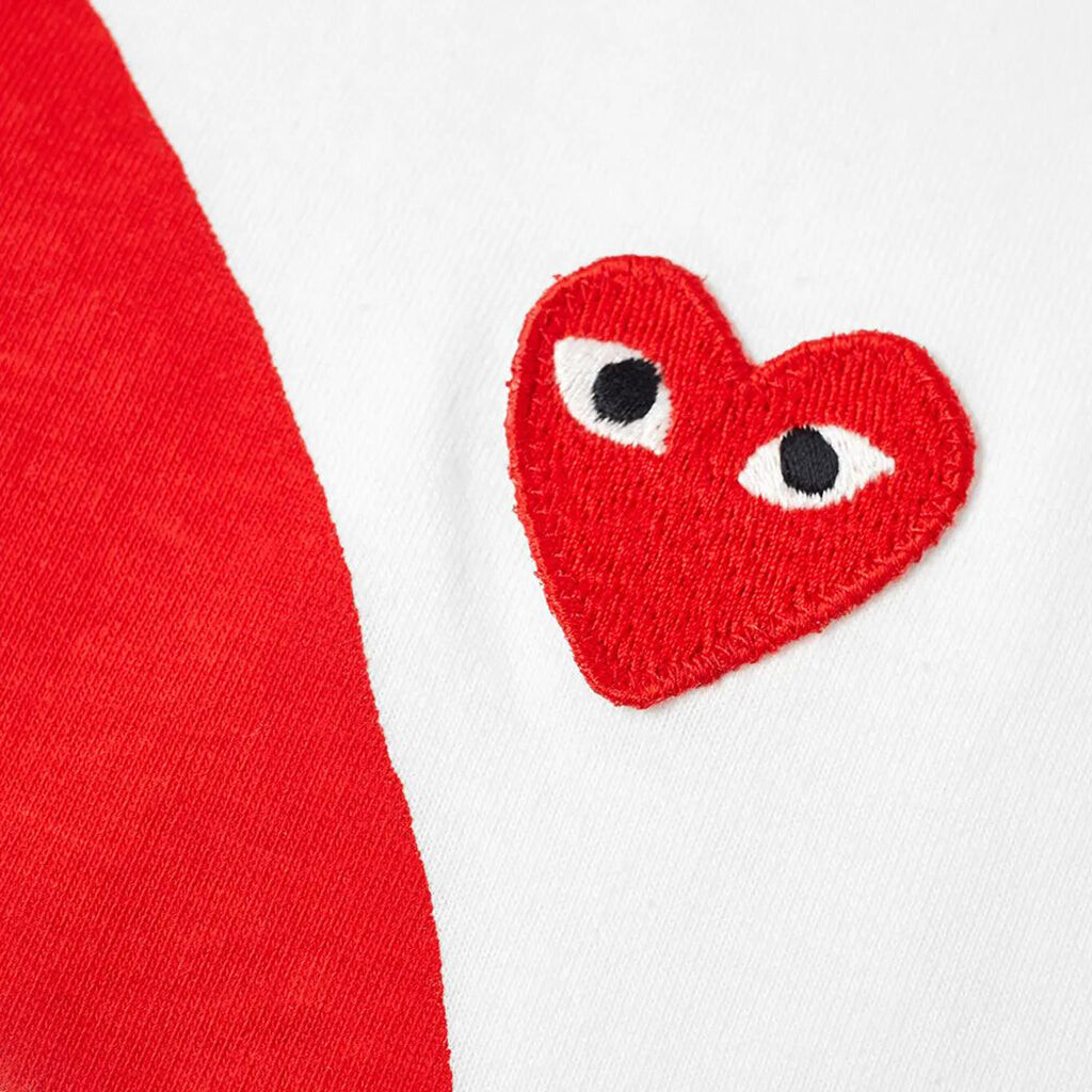 

Белая футболка с двойным сердцем в горошек Comme Des Garcon, белый