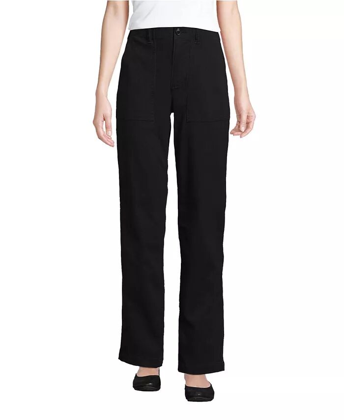 

Брюки-чиносы Petite High Rise Utility Straight Leg Lands' End, черный