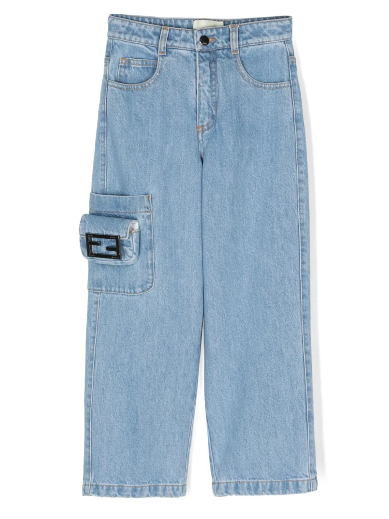 

Прямые джинсы с логотипом Fendi Kids, синий