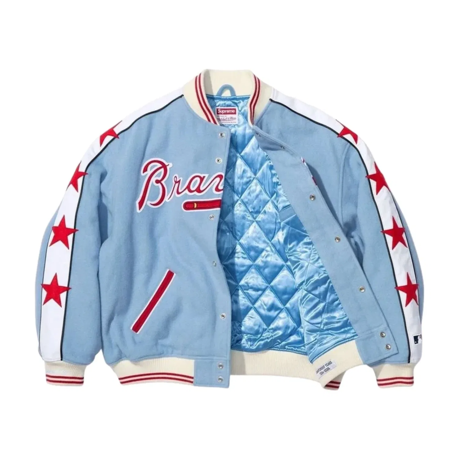 Куртка Supreme x Mitchell & Ness SS26 Teams Varsity Jacket 'Light Blue' SUP-SS26-281-BLU, синий — фото 2