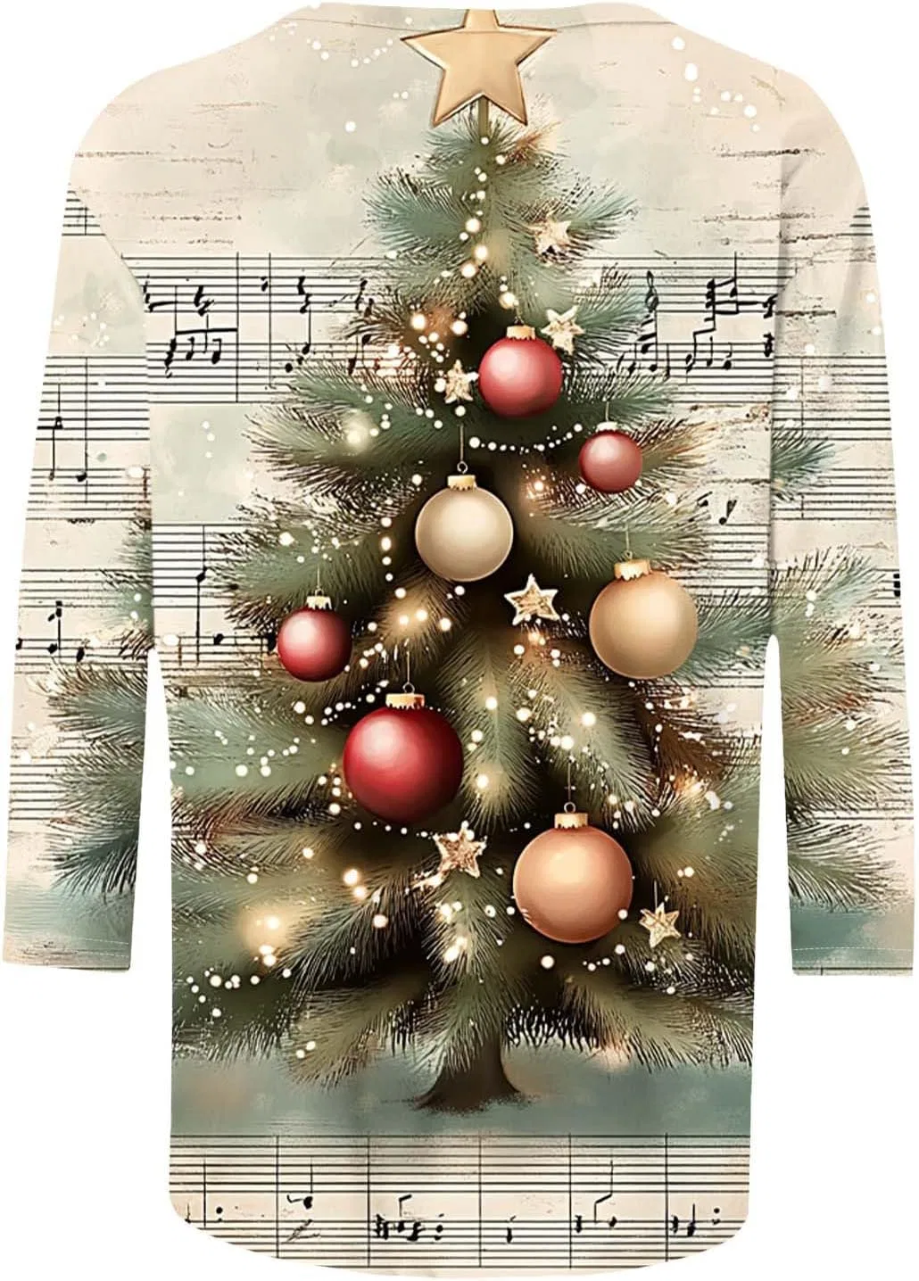 Женская футболка с рождественским принтом Glitter Xmas Tree Snow, Multicolor — фото 4