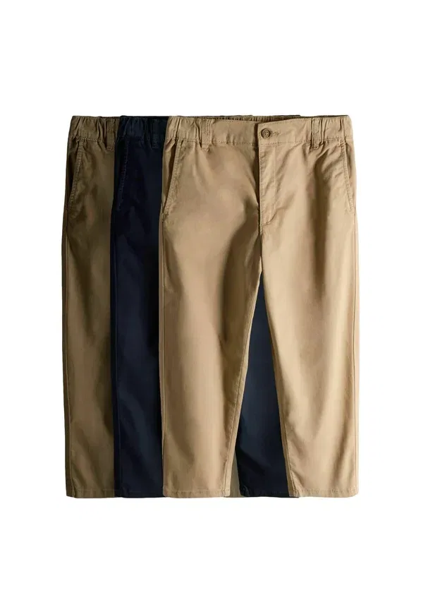 Брюки из хлопка с эластаном Regular fit - 3 pack, The Set, Navy Blue, Tan, Brown, Green, темно-синий/зеленый/коричневый/бежевый