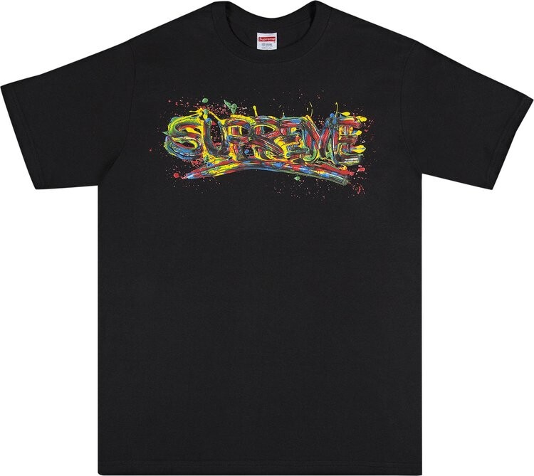 

Футболка Supreme Paint Logo Tee 'Black', черный
