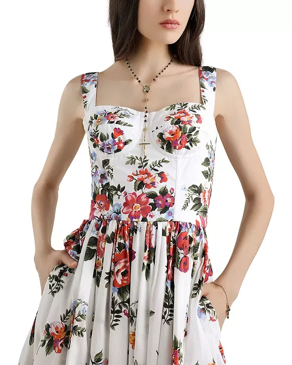 Женское платье с принтом Flower bouquet print Dolce & Gabbana, White Print — фото 3