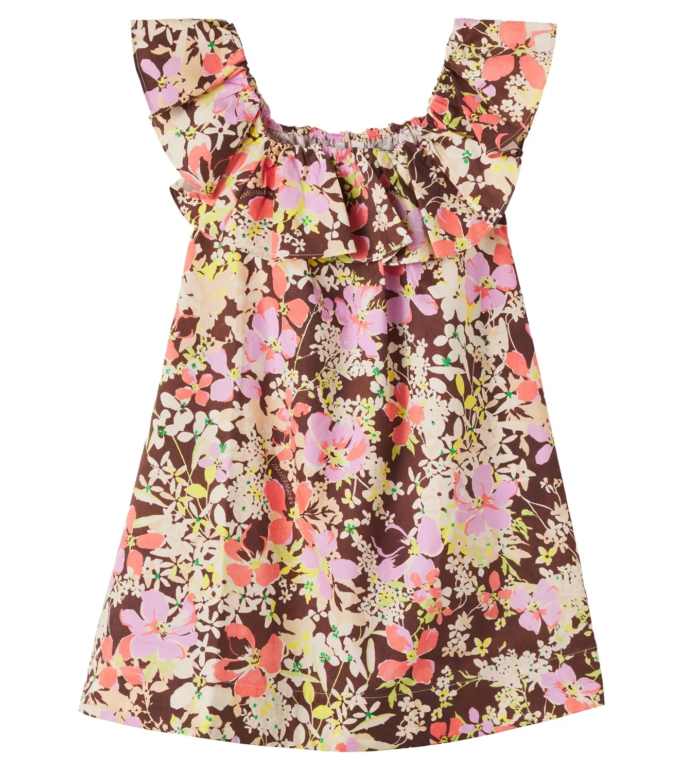 Платье с цветочным принтом Zimmermann Kids, Chocolate Multi Floral