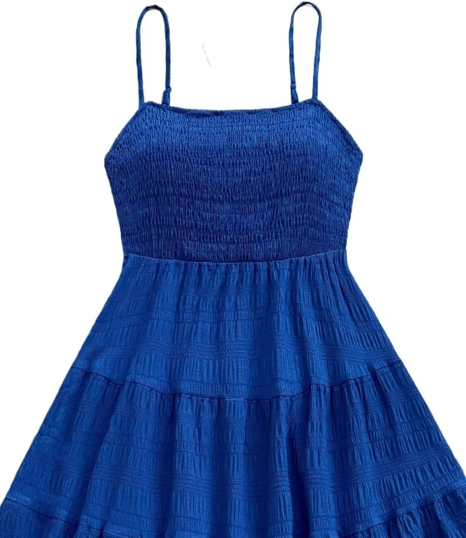 Женское мини-платье на бретелях с воланами Royal Blue — фото 4