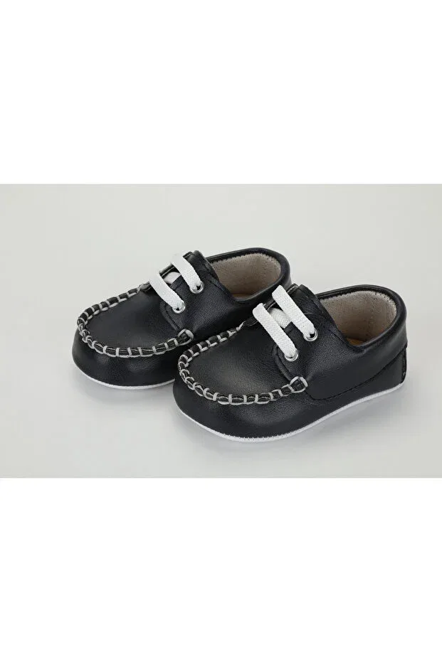 Детские ботинки для новорожденных с кожаными вставками Baby Pattini, Navy Blue — фото 2