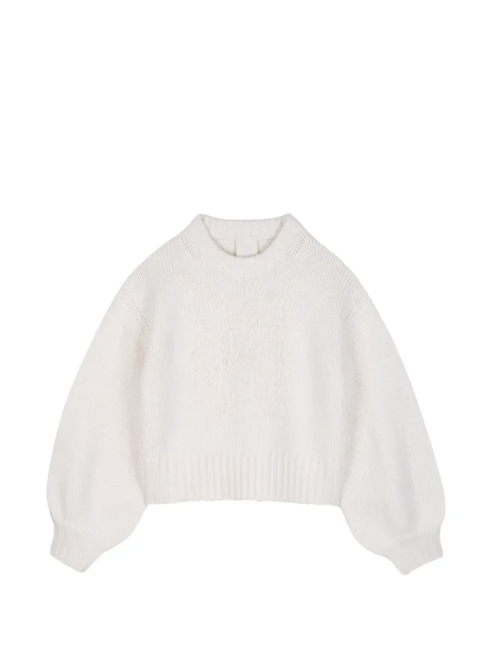 Шерстяной свитер с объемными рукавами и вышивкой Givenchy Kids, бежевый