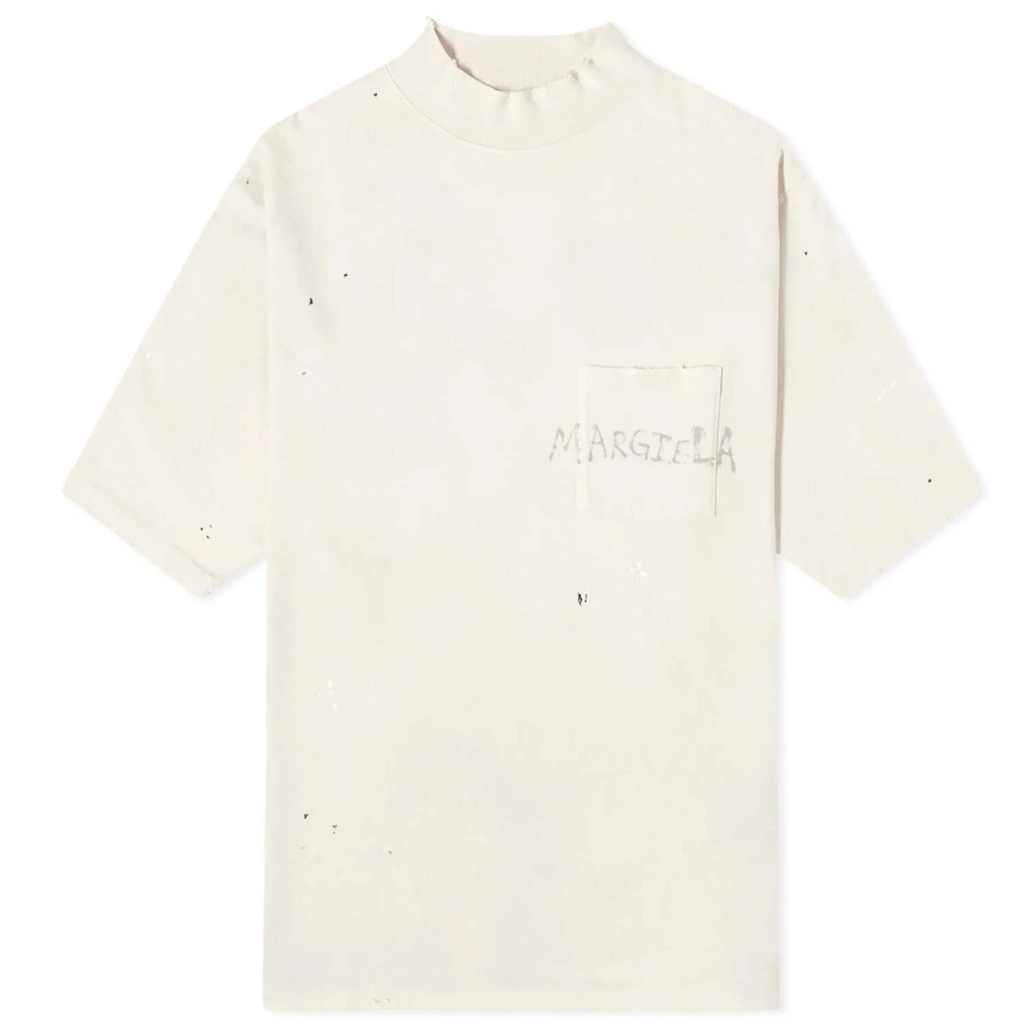 

Футболка Maison Margiela Graffiti Logo Mock Neck, слоновая кость, Бежевый, Футболка Maison Margiela Graffiti Logo Mock Neck, слоновая кость