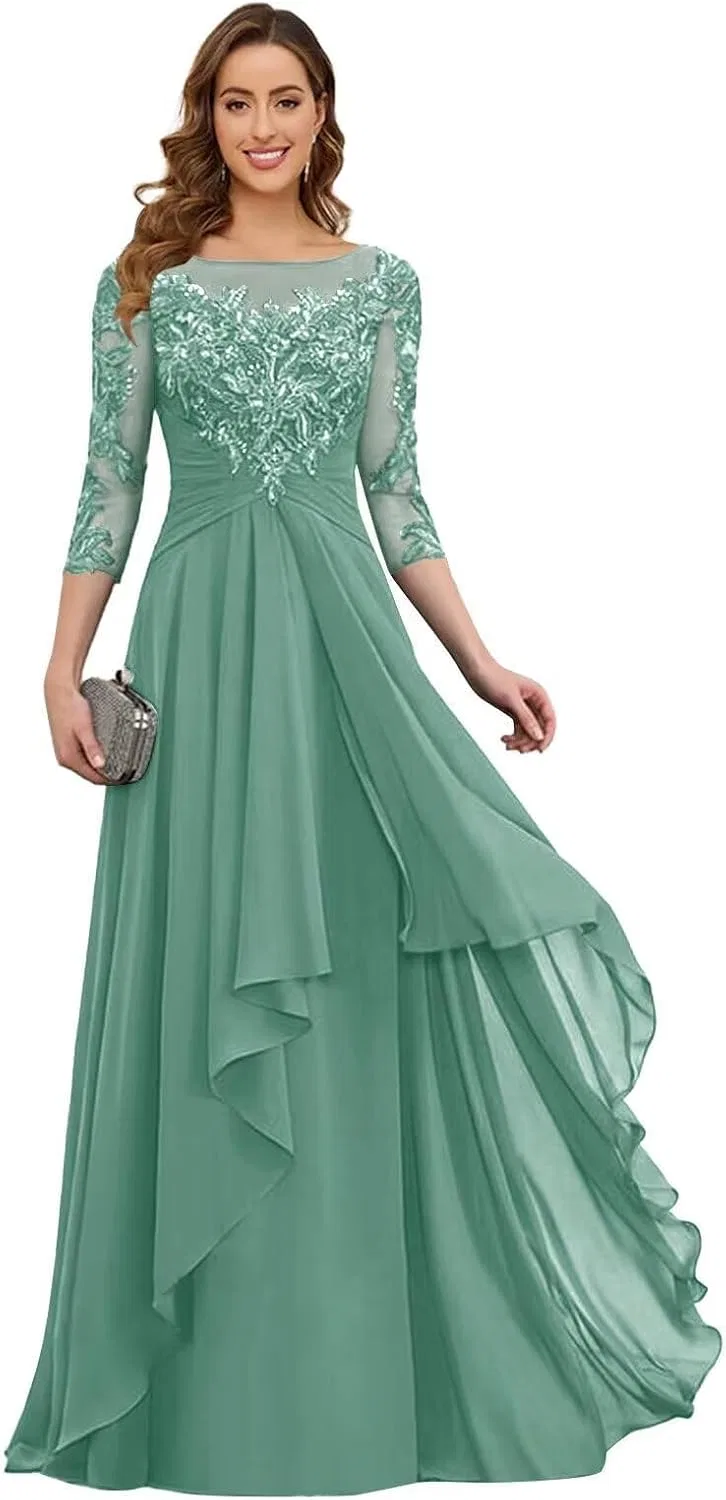 Женское формальное платье с кружевными аппликациями Chiffon, Eucalyptus