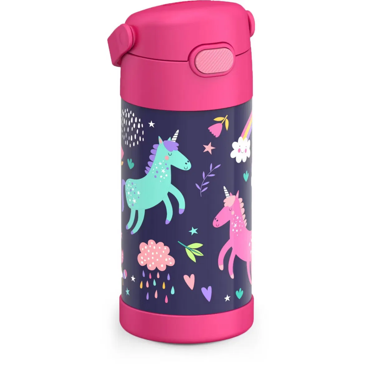 Детская бутылка для воды 350 мл из нержавеющей стали с трубочкой FUNtainer Thermos, Unicorns — фото 3