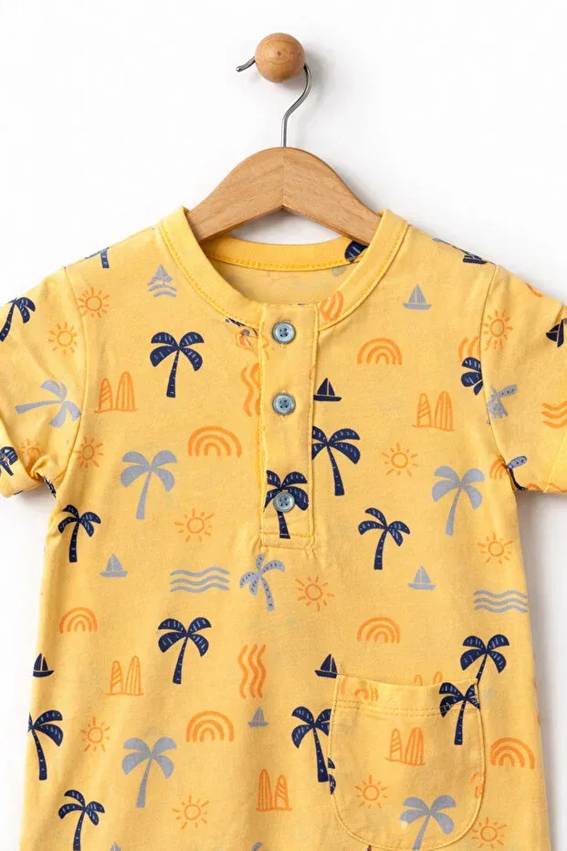 Детский комбинезон для мальчиков с принтом Basics For My Baby, Yellow — фото 2