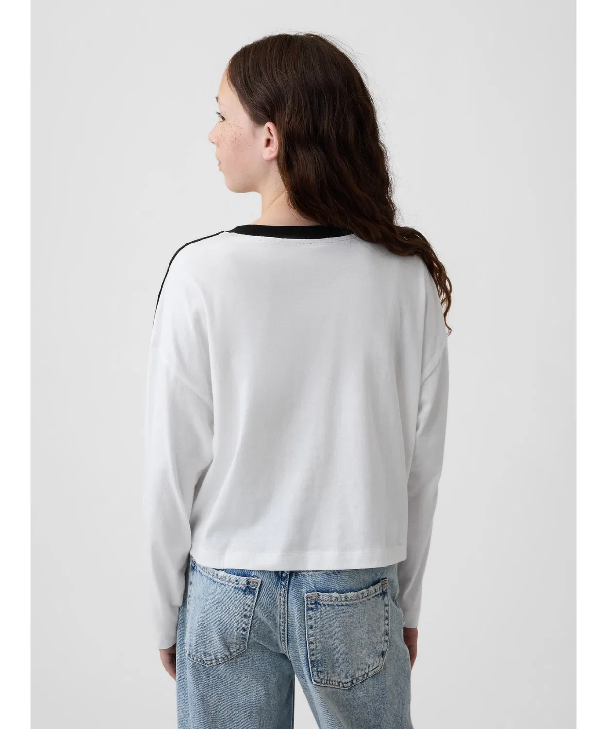 Детская футболка оверсайз с длинным рукавомGAP Athletic Logo GAP, Black — фото 2