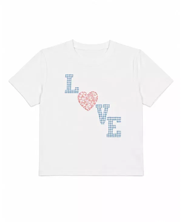Детская футболка для девочек с принтом Plaid Love Tee Prince Peter Collection, белый