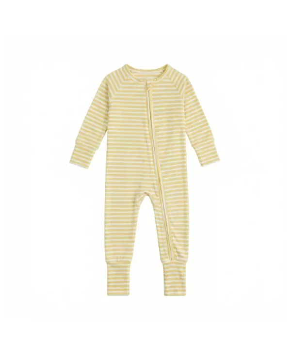 Детский комплект пижамы с принтом Lemon Stripe Sleeper Motette, Yellow/White Stripes