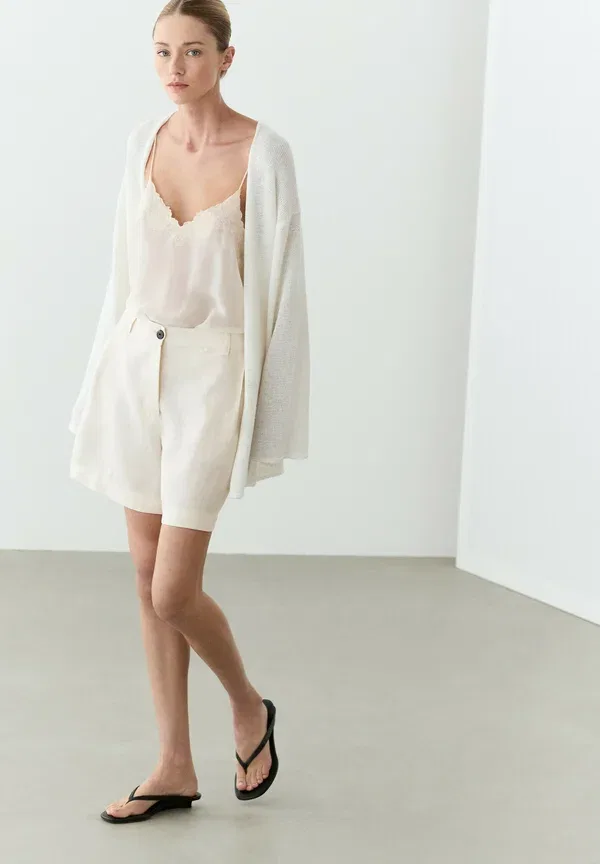 Шорты из льна Massimo Dutti white, белый — фото 4