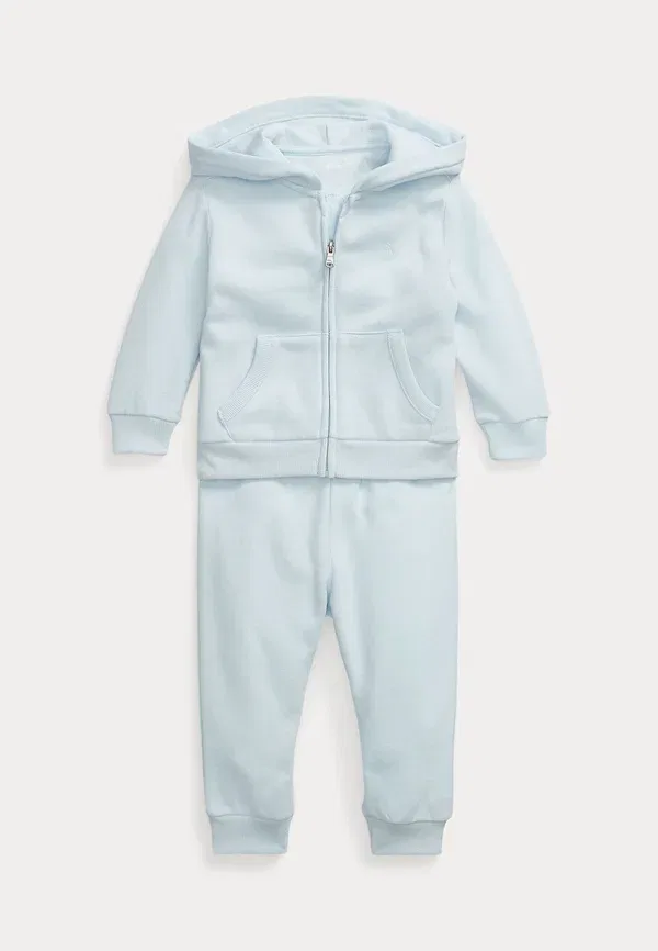 Комплект из флисовой кофты с капюшоном и брюк, однотонный, Fleece full-zip hoodie & pant set, Polo Ralph Lauren, Beryl Blue, синий