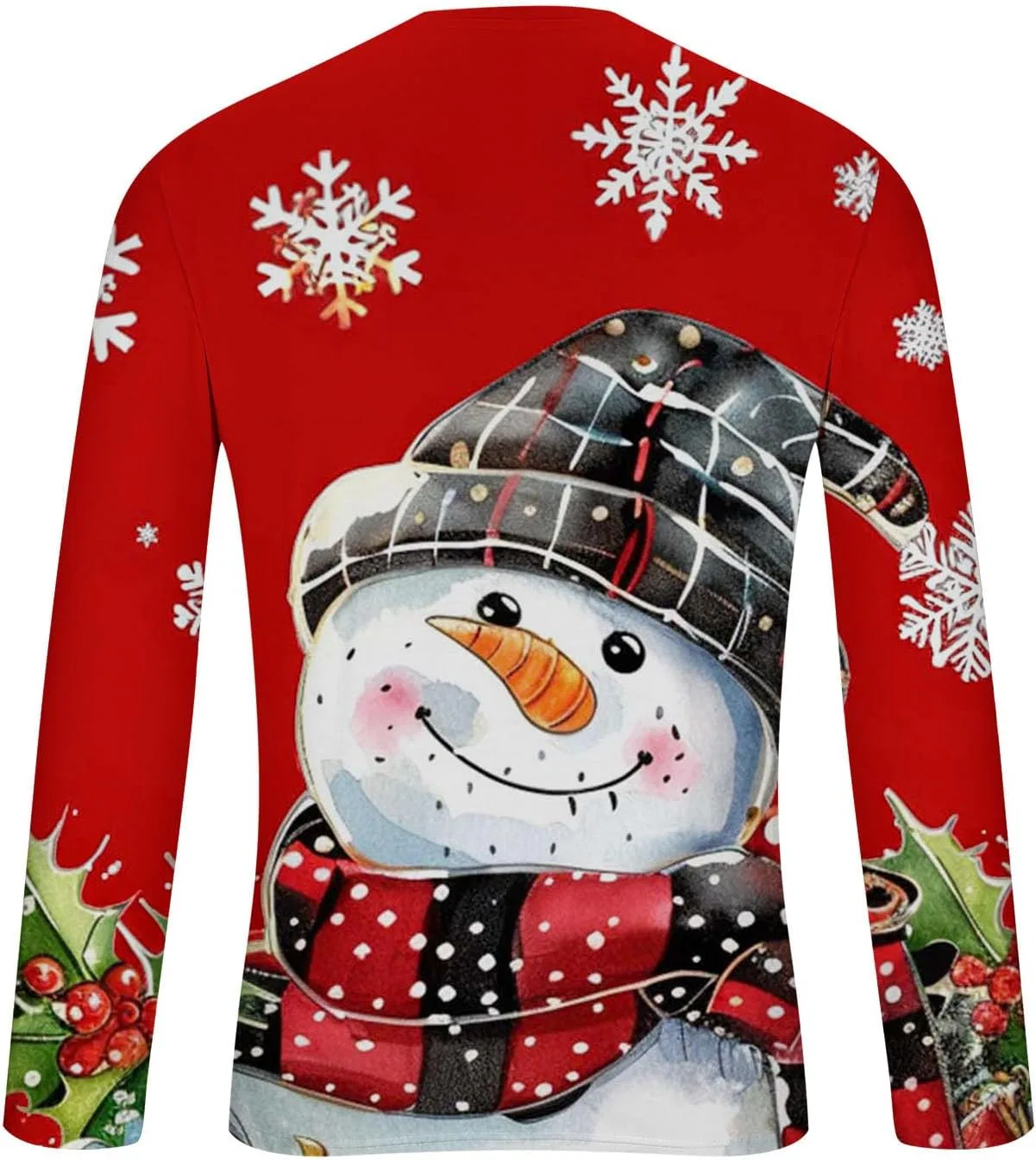 Мужская футболка с принтом снеговика Crewneck Pullover, Red — фото 4