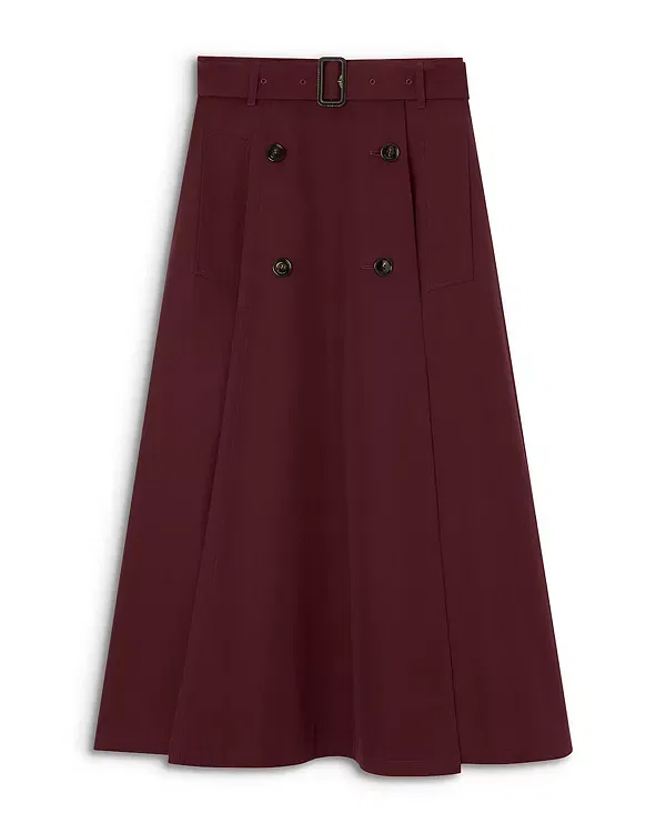 Женская юбка из габардина Tropical Gabardine Trench Midi Skirt Burberry, Vineyard Red — фото 3