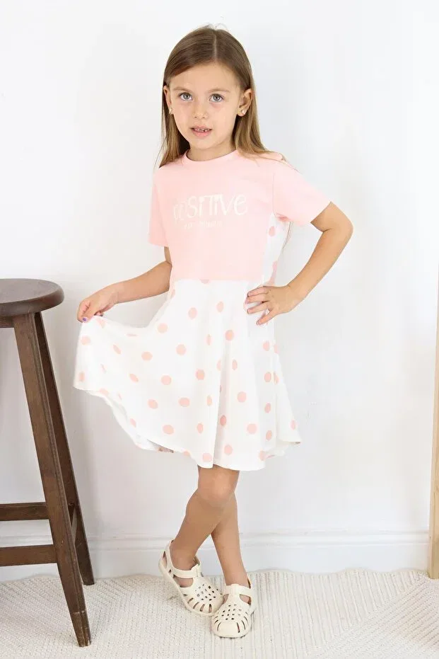 Детское платье для девочек хлопковое Polka dot dress Miababy, Pink — фото 4