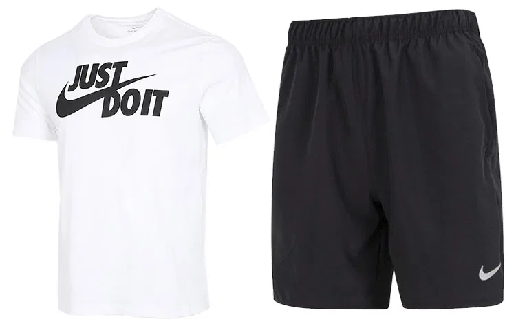 Мужской спортивный комплект с круглым вырезом Nike, Белый + Черный