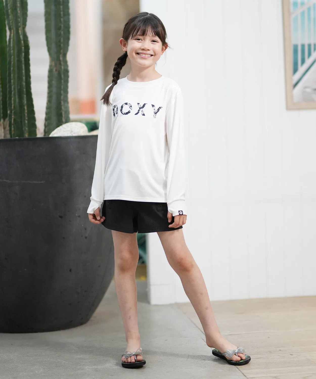 Детский лонгслив-рашгард с принтом SPLASHY L/S ROXY, Белый — фото 3